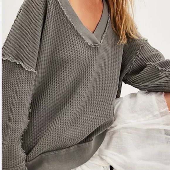 We The Free Tops - We The Free Ricky Thermal Charcoal V-Neck Top